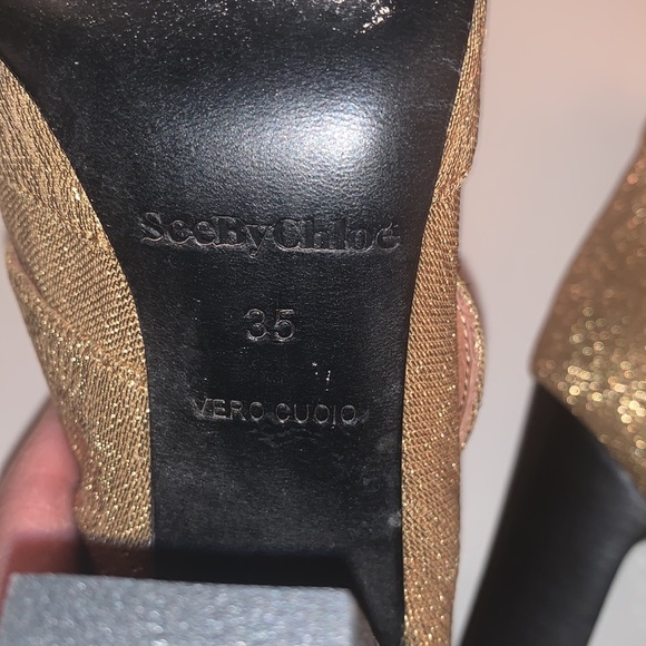 CHLOE-See by Chloe metallic Gold and Rhinestone booties - Picture 4 of 5